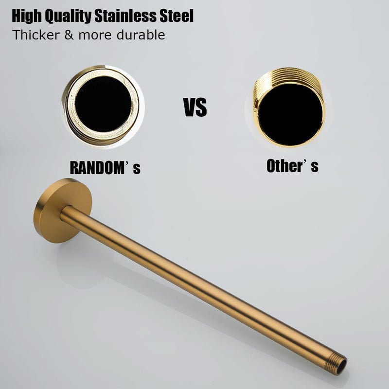 Random Champagne Bronze Shower Arm with Flange 16 Inches Ceiling Mount Shower Head Extension Straight Arm Ceiling-Mounted For Fixed Shower Head. RD-91038-16CB - Image 2