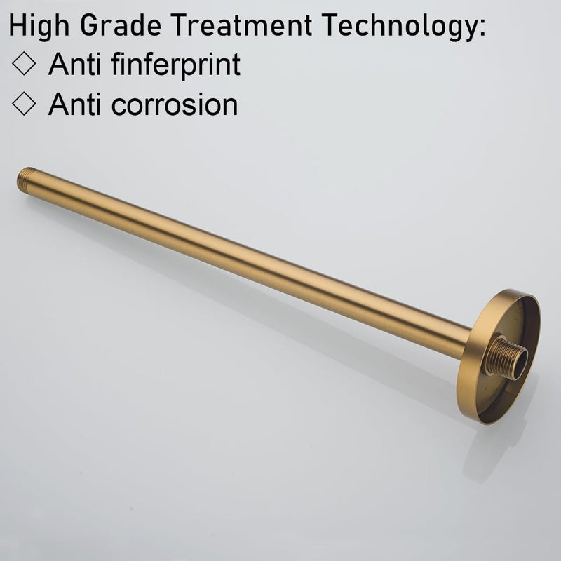 Random Champagne Bronze Shower Arm with Flange 16 Inches Ceiling Mount Shower Head Extension Straight Arm Ceiling-Mounted For Fixed Shower Head. RD-91038-16CB - Image 3