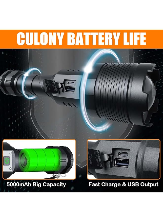 Rechargeable Flashlight 30W LED Flashlight High Powered Rechargeable Torch Light 200 000 High Lumens Zoomable Waterproof 5 Modes Ideal for Emergencies and Camping(Battery Not Included) - Image 4