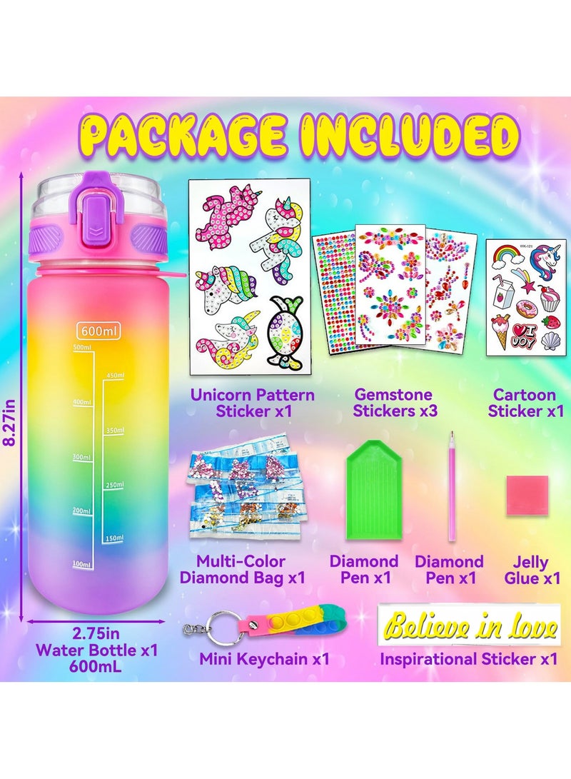 Mr. Penda Decorate Your Own Water Bottle Kits for Girls, Fun Arts and Crafts Gift Toys for Ages 5+, Gem Painting Crafts, Fun Arts and Crafts Gifts Toys for Girls Birthday (Unicorn) - Image 2