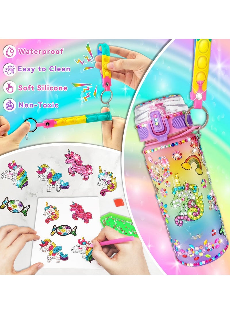 Mr. Penda Decorate Your Own Water Bottle Kits for Girls, Fun Arts and Crafts Gift Toys for Ages 5+, Gem Painting Crafts, Fun Arts and Crafts Gifts Toys for Girls Birthday (Unicorn) - Image 4