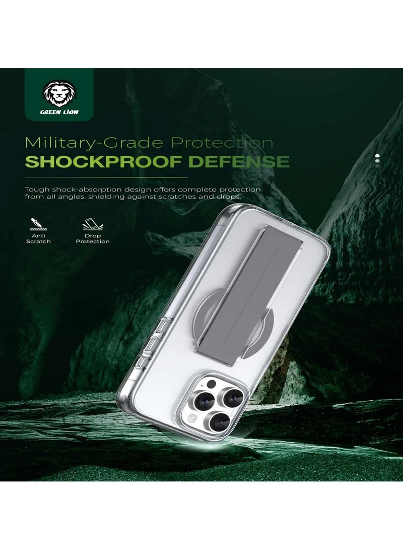 GREEN LION iPhone 16 Pro Max MagSafe Case with Grip / Screen & Camera Guard / Anti-Yellowing Clarity / Comfortable Grip / Drop & Damage Protection - Grey - Image 4