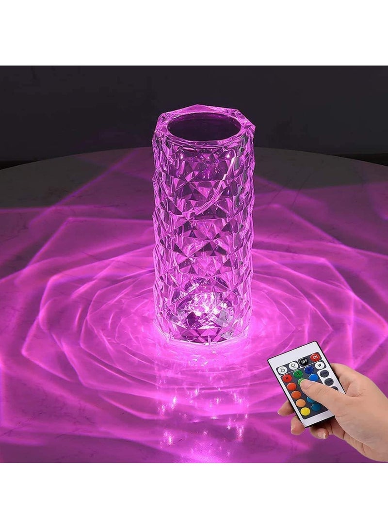 Color Changing Crystal Rose Diamond Table Lamp, Acrylic Touch Home Decoration - Bedroom Night Table, Study, Living Room, Party, Birthday/ Anniversary/ Valentine's Day Gift - Image 2