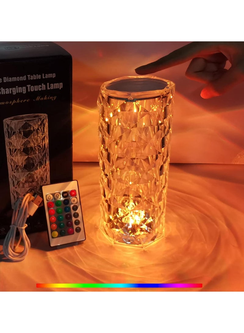 Color Changing Crystal Rose Diamond Table Lamp, Acrylic Touch Home Decoration - Bedroom Night Table, Study, Living Room, Party, Birthday/ Anniversary/ Valentine's Day Gift - Image 3
