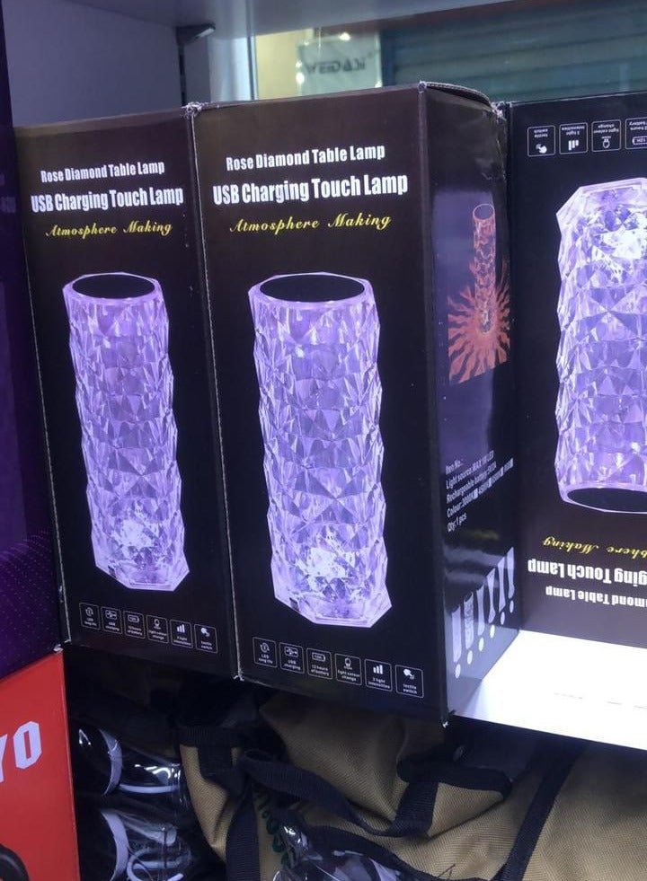Color Changing Crystal Rose Diamond Table Lamp, Acrylic Touch Home Decoration - Bedroom Night Table, Study, Living Room, Party, Birthday/ Anniversary/ Valentine's Day Gift - Image 4