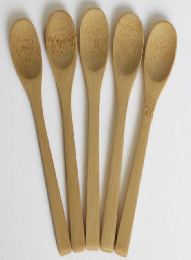 ccHuDE 10 Pcs Bamboo Soup Spoons Reusable Eating Spoons Deep Mouth Spoons Long Handle Teaspoons Tea Coffee Spoons Honey Spoons - Image 5