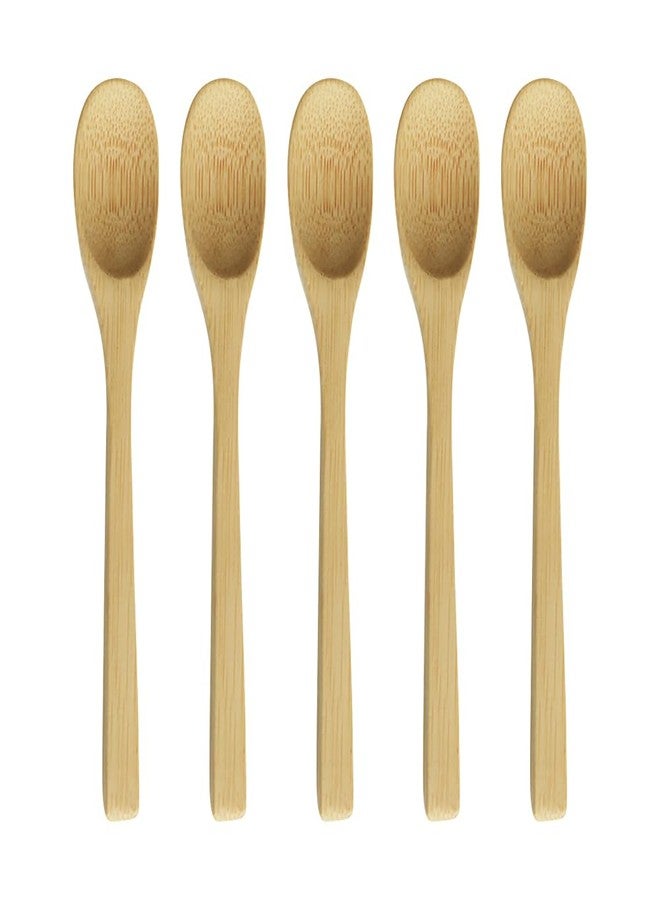ccHuDE 10 Pcs Bamboo Soup Spoons Reusable Eating Spoons Deep Mouth Spoons Long Handle Teaspoons Tea Coffee Spoons Honey Spoons - Image 1