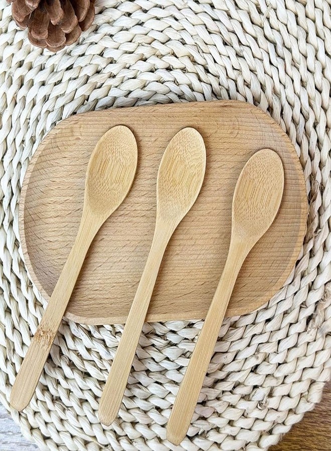 ccHuDE 10 Pcs Bamboo Soup Spoons Reusable Eating Spoons Deep Mouth Spoons Long Handle Teaspoons Tea Coffee Spoons Honey Spoons - Image 2