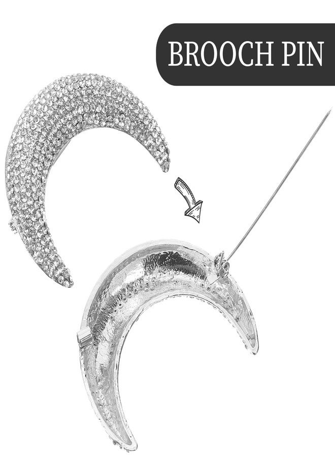 PACKOVE Full Diamond Moon Brooch Pin Rhinestone Moon Brooches Crystal Moon Pins Moon Lapel Pin Brooch Pin Jewelry Pins for Women Mom - Image 3