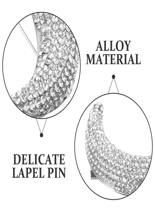 PACKOVE Full Diamond Moon Brooch Pin Rhinestone Moon Brooches Crystal Moon Pins Moon Lapel Pin Brooch Pin Jewelry Pins for Women Mom - Image 4