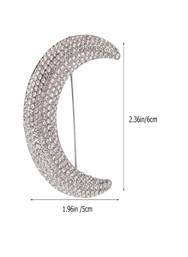 PACKOVE Full Diamond Moon Brooch Pin Rhinestone Moon Brooches Crystal Moon Pins Moon Lapel Pin Brooch Pin Jewelry Pins for Women Mom - Image 2