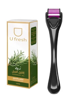 U fresh Rosemary oil for hair and body 125ml And Needle Roller System Black  - Image 1