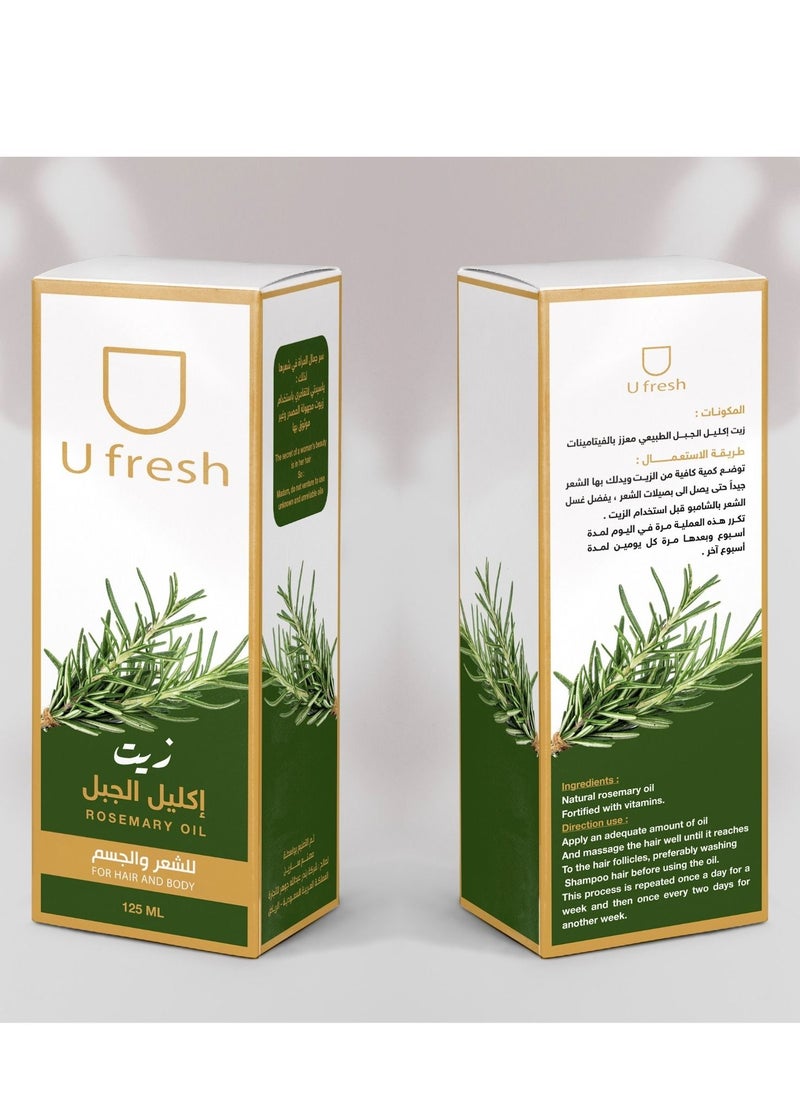 U fresh Rosemary oil for hair and body 125ml And Needle Roller System Black  - Image 3