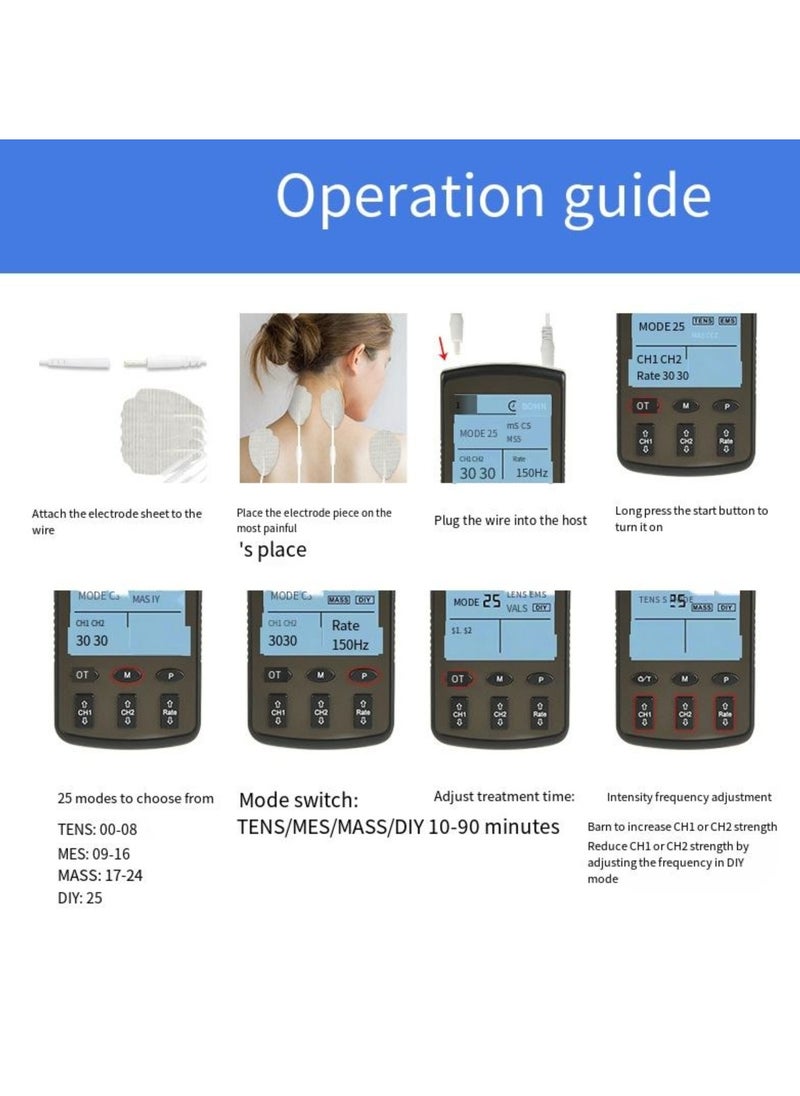TENS Low-frequency Pulse Dual Channel EMS Meridian Therapy Device Shoulder and Cervical Spine Massager
