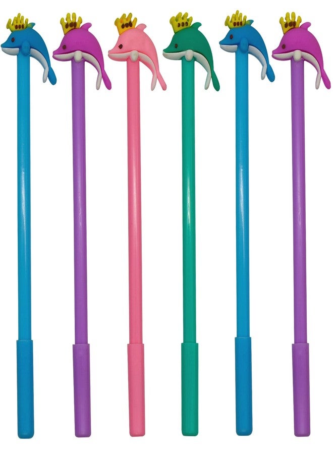 Maydahui 32 PCS Crown Dolphin Shaped Rollerball Pens Jumping Fish Pen Novelty Whale Pens Cute Kawaii Pen Black Gel Ink for School Stationery Office Party - Image 1