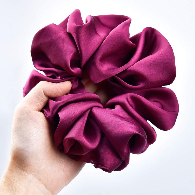 CEELGON Big Real Silk Scrunchies for Women Extra Large Scrunchie Satin Oversized Silk Scrunchy for Thick Hair Elastic Hair Ties Jumbo Hair Scrunchies 6 Pack (black - Image 5