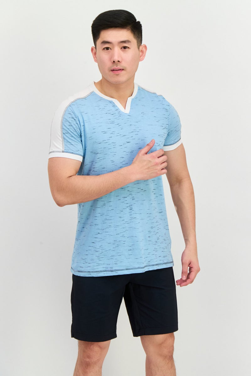 Company Eighty One Men V-Neck Short Sleeve Heather T-Shirt, Light Blue - Image 1