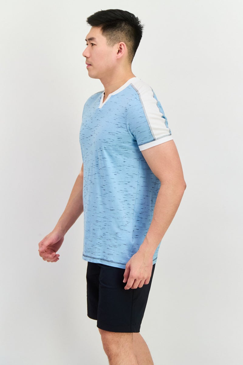 Company Eighty One Men V-Neck Short Sleeve Heather T-Shirt, Light Blue - Image 3