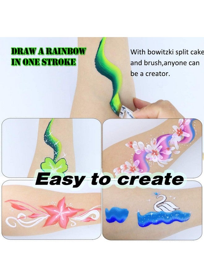 Bowitzki 12X10 Gm Face Paint Professional Face Painting Kit For Kids Adults One Stroke Split Cake Non Toxic Rainbow Flora Dolphin Unicorn Flame Body Paint Makeup - Image 2