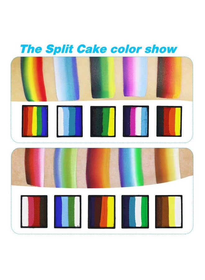 Bowitzki 12X10 Gm Face Paint Professional Face Painting Kit For Kids Adults One Stroke Split Cake Non Toxic Rainbow Flora Dolphin Unicorn Flame Body Paint Makeup - Image 3
