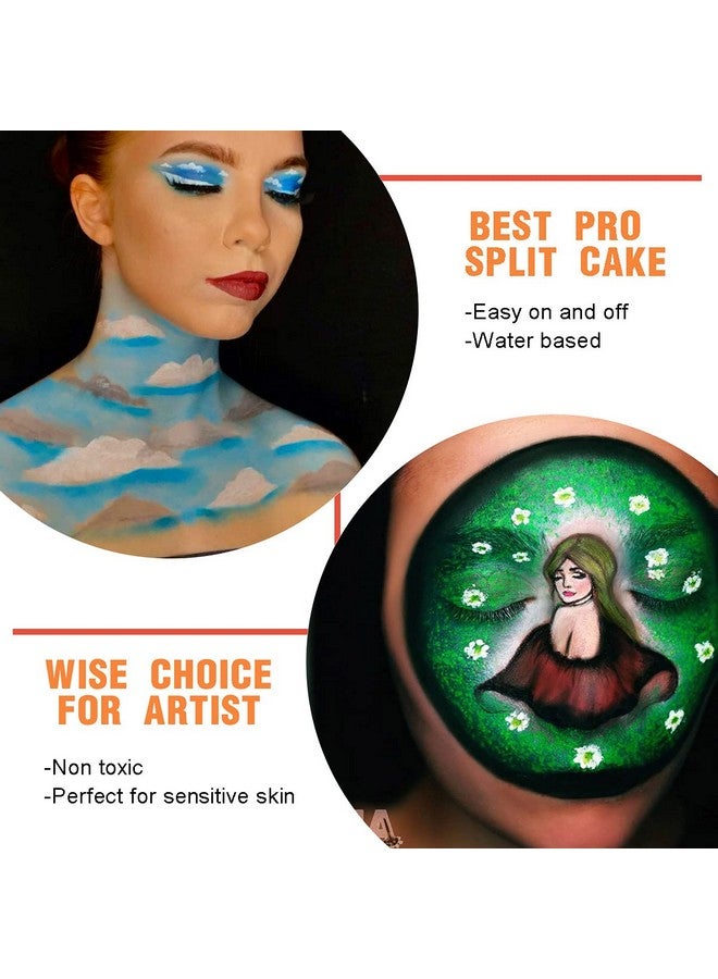 Bowitzki 12X10 Gm Face Paint Professional Face Painting Kit For Kids Adults One Stroke Split Cake Non Toxic Rainbow Flora Dolphin Unicorn Flame Body Paint Makeup - Image 4