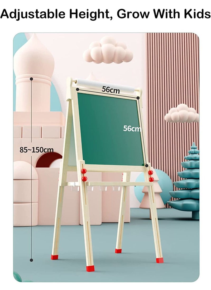 LIMOS - Adjustable Double Sided Drawing Board with Paper Roll, Whiteboard & Chalkboard(F22-150CM) - Image 1