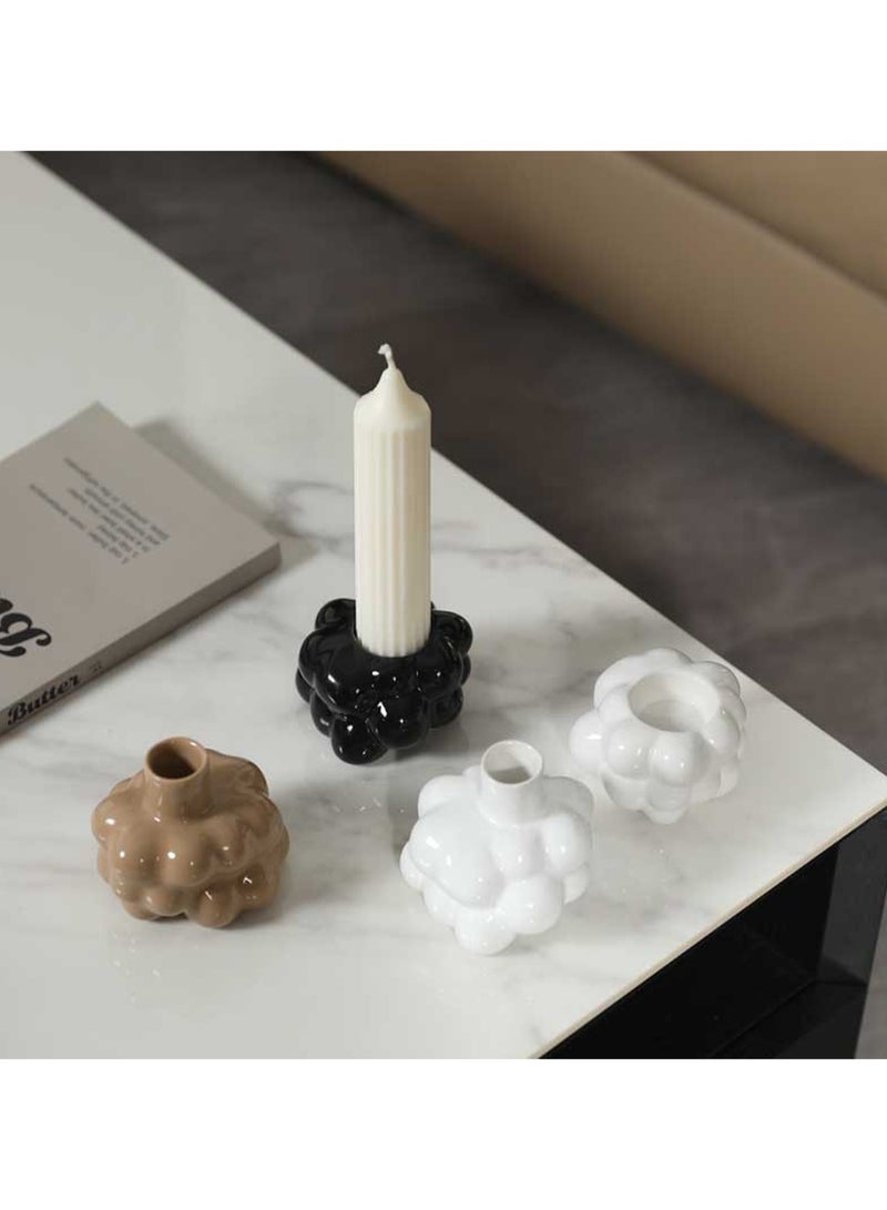 Short White Candlestick, Creative Ceramic Candlestick, Suitable For All Kinds Of Candles, Suitable For Family Dining Table Home Decoration  - Image 3