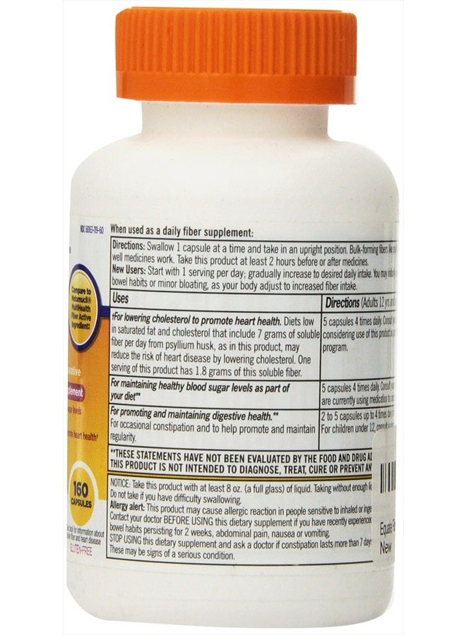 Equate Fiber Therapy, For Regularity Fiber Supplement Capsules, 160-Count Bottle - Image 2