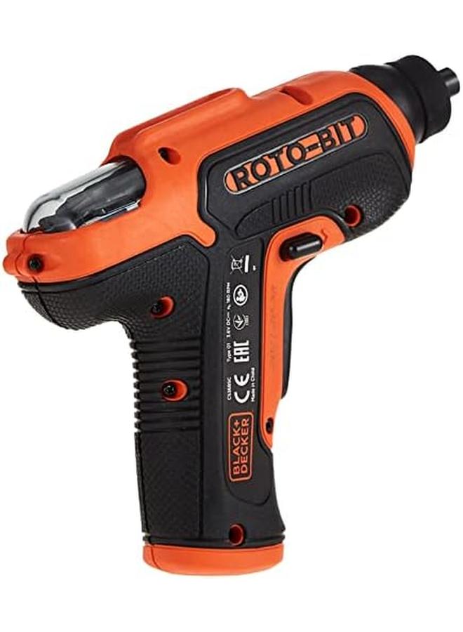 BLACK+DECKER 3.6V Li Ion Cordless Power Screwdriver With 8 Bits And Onboard Storage Orange Black Cs36Bscroto B5 2 Years Warranty  - Image 2