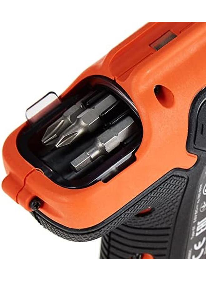 BLACK+DECKER 3.6V Li Ion Cordless Power Screwdriver With 8 Bits And Onboard Storage Orange Black Cs36Bscroto B5 2 Years Warranty  - Image 3