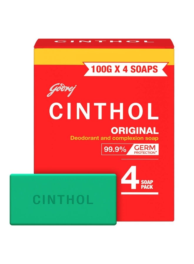 Cinthol Original Bath Soap 99.9% Germ Protection, 100G (Pack Of 4) - Image 1