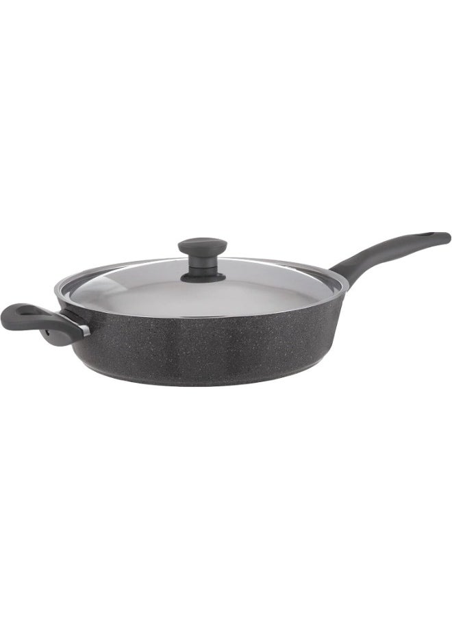 Top Chef بان مقلية جرانيت من توب شيف حجم 30 غطاء زجاجي رمادي  - Image 1