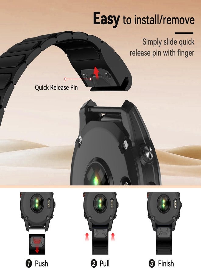 ISABAKE 26mm Strong Bands Compatible for Garmin Fenix 8 51mm/Fenix 7X / Fenix 6X / Fenix 5X/Enduro 2, Quick Fit Silicone Wrist Strap for Fenix 8/7/6/5/Forerunner 935/945/Epix Gen 2 - Image 4