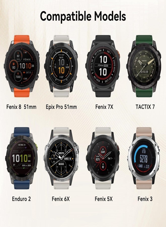 ISABAKE 26mm Strong Bands Compatible for Garmin Fenix 8 51mm/Fenix 7X / Fenix 6X / Fenix 5X/Enduro 2, Quick Fit Silicone Wrist Strap for Fenix 8/7/6/5/Forerunner 935/945/Epix Gen 2 - Image 5