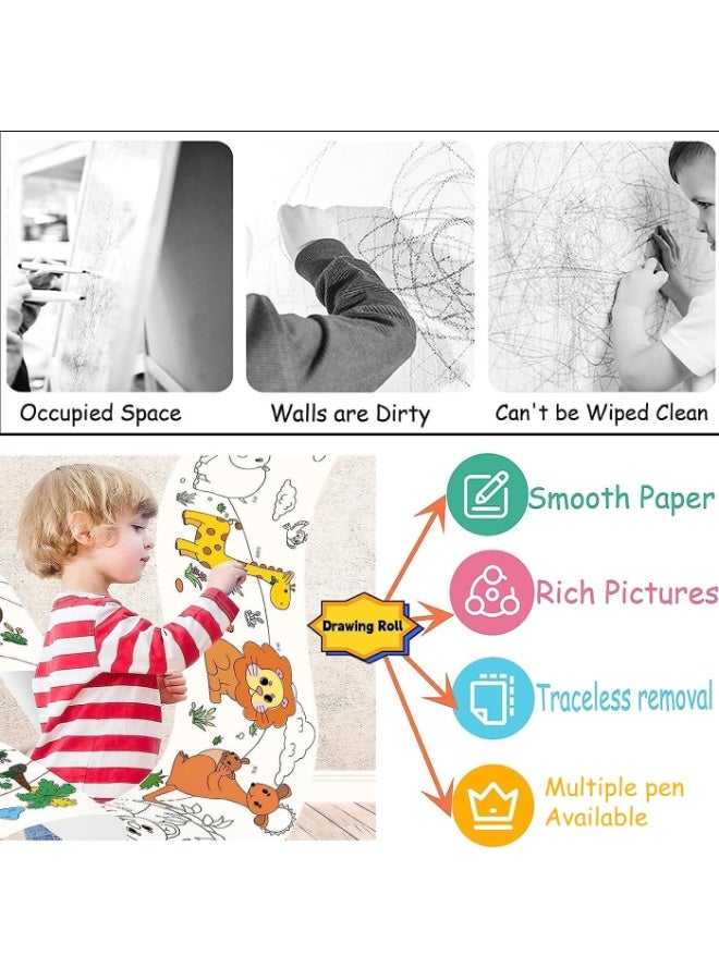 HALAMODO Lovely Princess Kids Drawing Roll , Super Long Coloring Paper Roll Stick On Wall Kindergarten , Children Fill Color Painting DIY Art Educational Toy , For Children's Graffiti Painting Interest Cultivation , 300*38 cm - Image 5