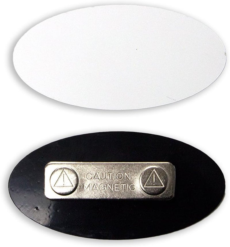 All Quality Oval Name Badge Blanks with Magnet - 10 Pack (White) - Image 2