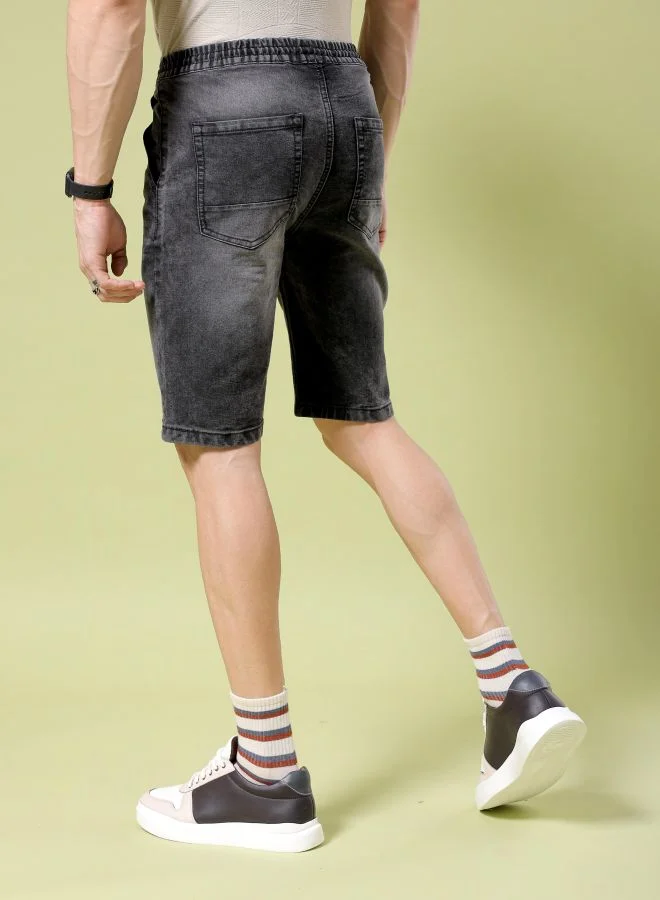The Indian Garage Co Men Slim Fit Solid Mid-Rise Denim Shorts