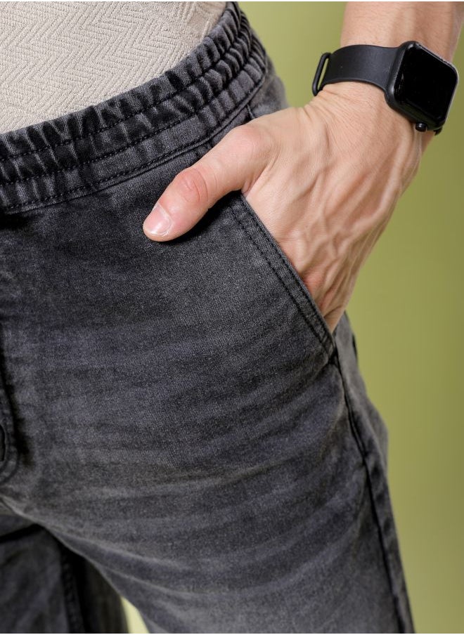 The Indian Garage Co Men Slim Fit Solid Mid-Rise Denim Shorts  - Image 5
