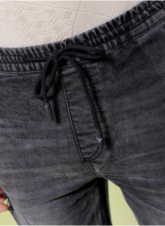 The Indian Garage Co Men Slim Fit Solid Mid-Rise Denim Shorts  - Image 4
