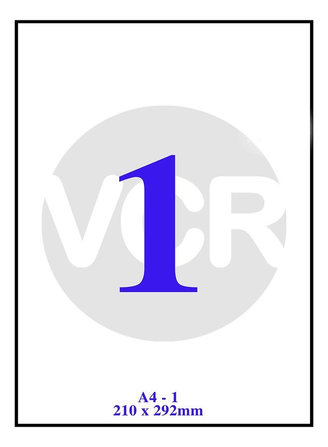 VCR A4 Size White Self Adhesive Label/Sticker for Printer (Inject/Copier/Laser) - 1 Sticker Per Sheet - 25 Sheets Pack - Image 1