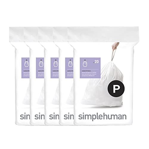 simplehuman Code P 100 Count, Dispenser Pack Custom Fit Liners, Drawstring Trash Bags, 50-60 Liter / 13-16 Gallon, White - Image 5