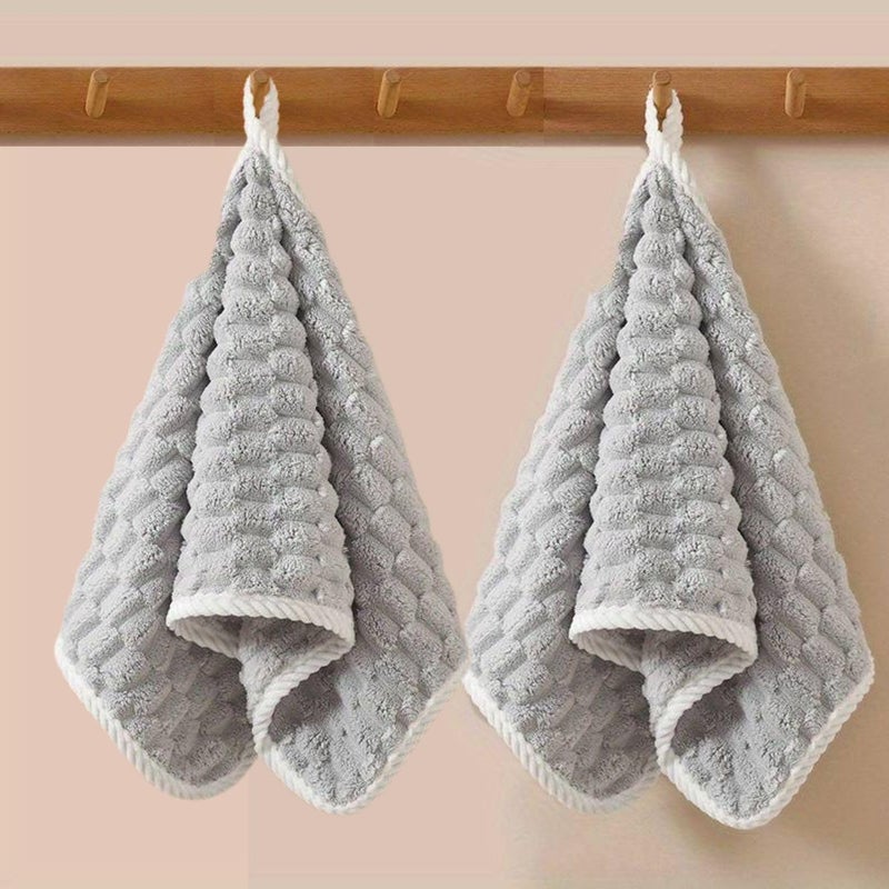 Linear منشفة يد ميكروفايبر / منشفة صغيرة / منشفة وجه / منشفة للرجال والنساء والأطفال / منشفة فائقة النعومة، ماصة وسريعة الجفاف للجيم والسفر 300 جرام لكل متر مربع (رمادي) - Image 1