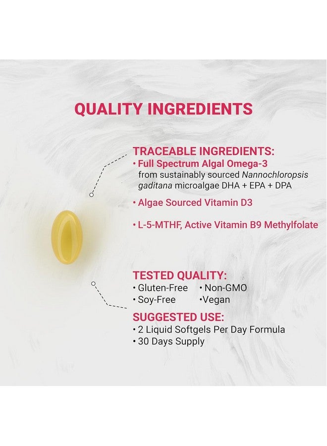 Naturalis Naturalis Vegan Prenatal with Full Specrum Omega-3 | Algae DHA, EPA, DPA, Vitamin D3 & Active Folate L 5-MTHF | Vegan Society Certified, Sustainably Sourced, Non-GMO & Soy Free | 60 Veggie Softgels - Image 4