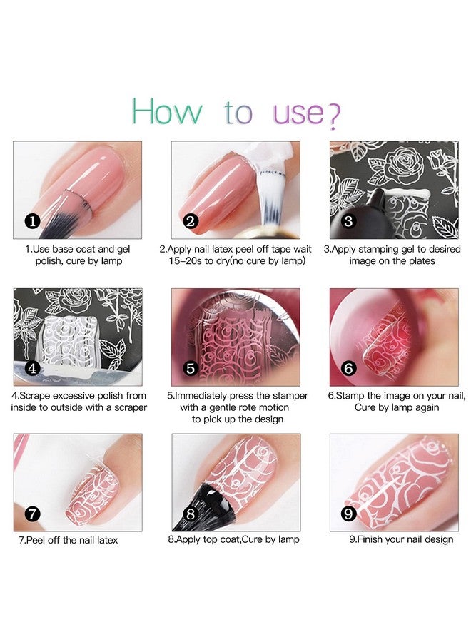 سيسو ختم المواد الهلامية طلاء الأظافر 12 لون ختم المواد الهلامية أسود أبيض بريق أخضر/فضي/ذهبي لمسمار ختم لوحة الختام - Image 5