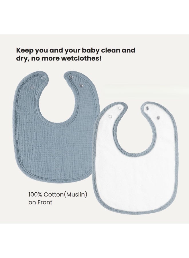 8 Pack Soft Cotton Baby Muslin Bibs Adjustable Absorbent Newborn Drool and Feeding Bib Set for Boys and Girls - Image 2