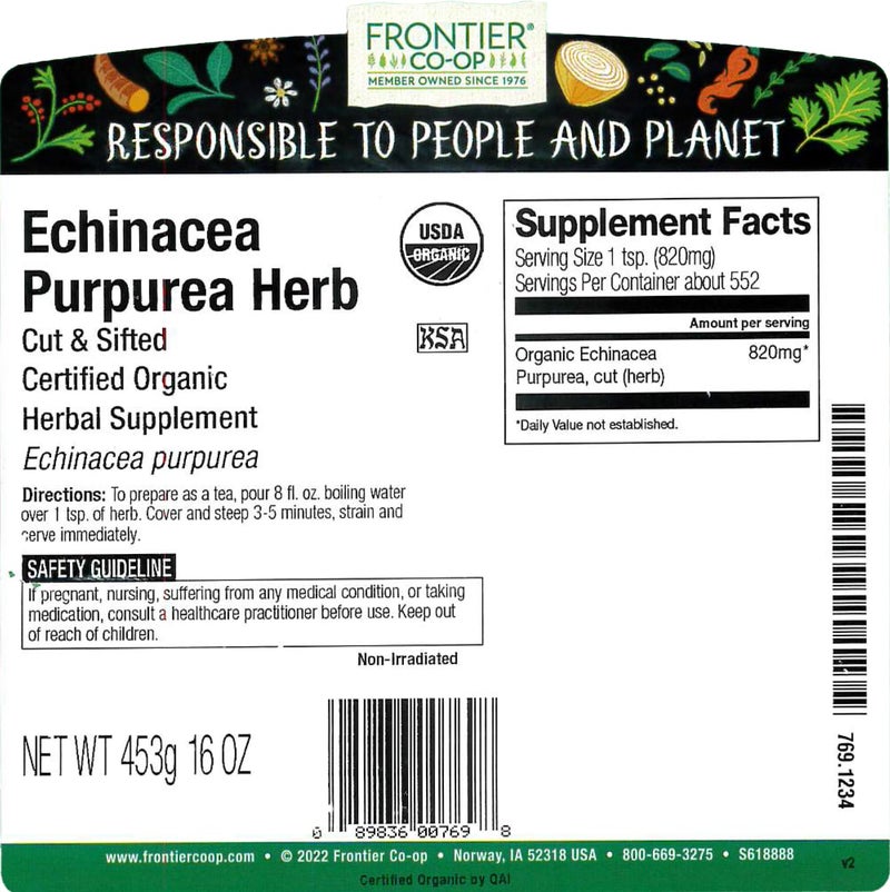 Frontier Co-op Organic Echinacea Purpurea Herb, Cut and Sifted - Kosher | 16 Ounce (Pack of 1) - Image 2