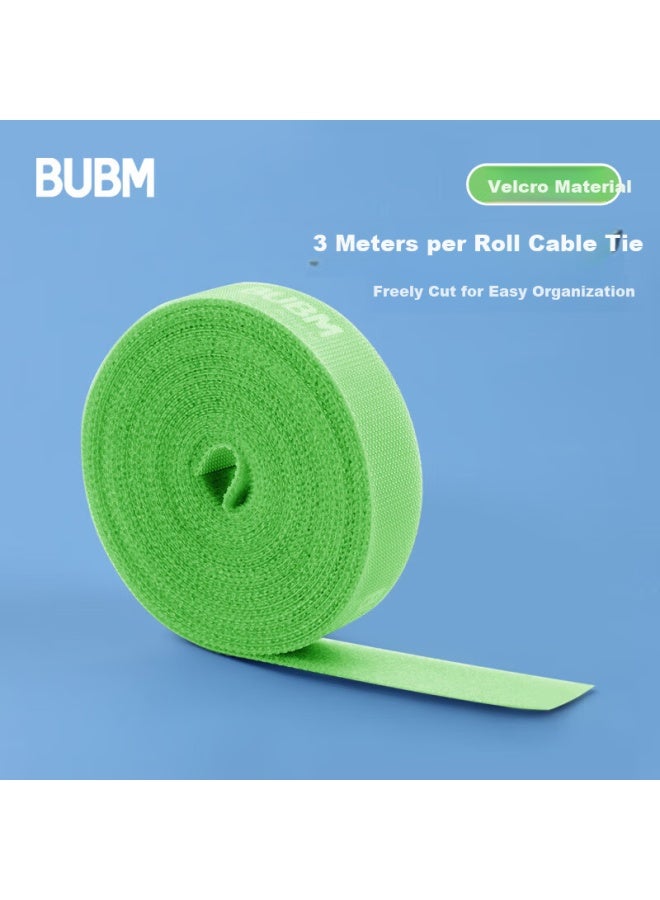 BUBM Biyoumei Data Cable Organizer Strap Magic Tape Computer Power Cord Management Tie Bundle Wire Winder Charging Cable Organizer Green 3m*1 Roll - Image 1