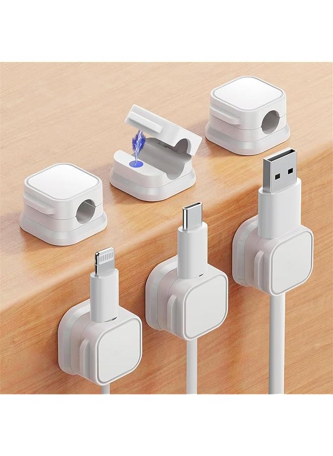 X spring Magnetic Cable Clips 6 Pack Cord Organizer Holder Magnetic Cable Clip Organizer Cord Holder Wire Phone Usb Charger Cable Holder Keeper Organizer For Car Desktop Wall Night Table White  - Image 1