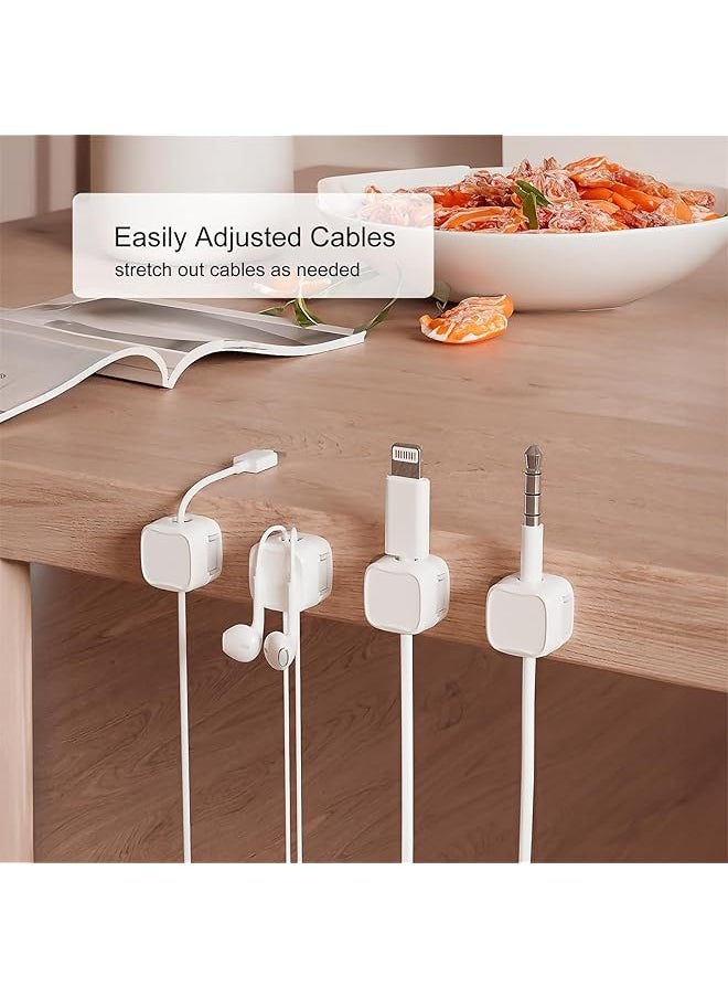 X spring Magnetic Cable Clips 6 Pack Cord Organizer Holder Magnetic Cable Clip Organizer Cord Holder Wire Phone Usb Charger Cable Holder Keeper Organizer For Car Desktop Wall Night Table White  - Image 5