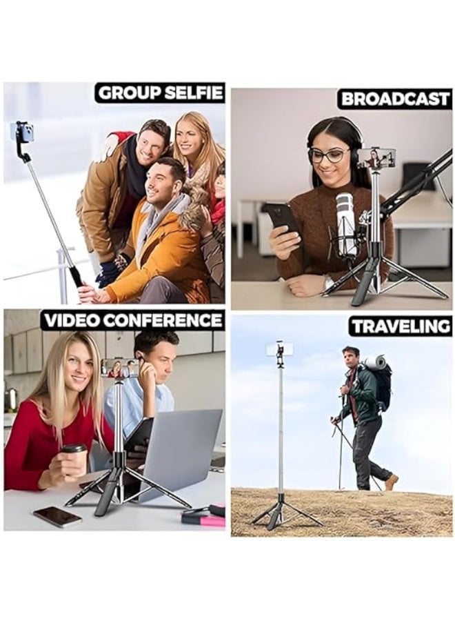 Selfie Stick Tripod – 3-in-1 Multifunctional Stand with Bluetooth Remote & Stable Base for Selfies, Vlogging, Photo Shoots & Makeup - Image 3